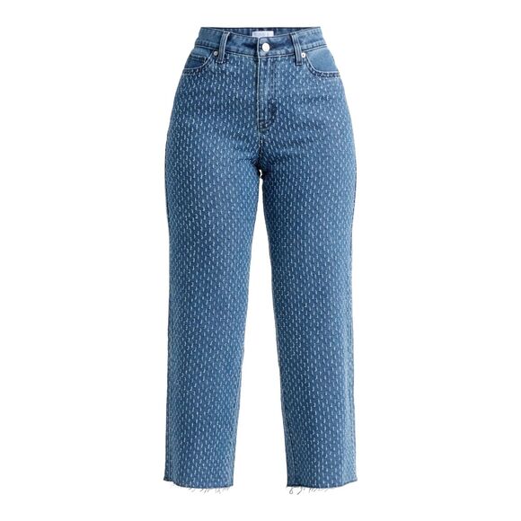 Time and Tru Women's High-Rise Straight Crop Tweed Jeans Size 6 - Picture 1 of 7